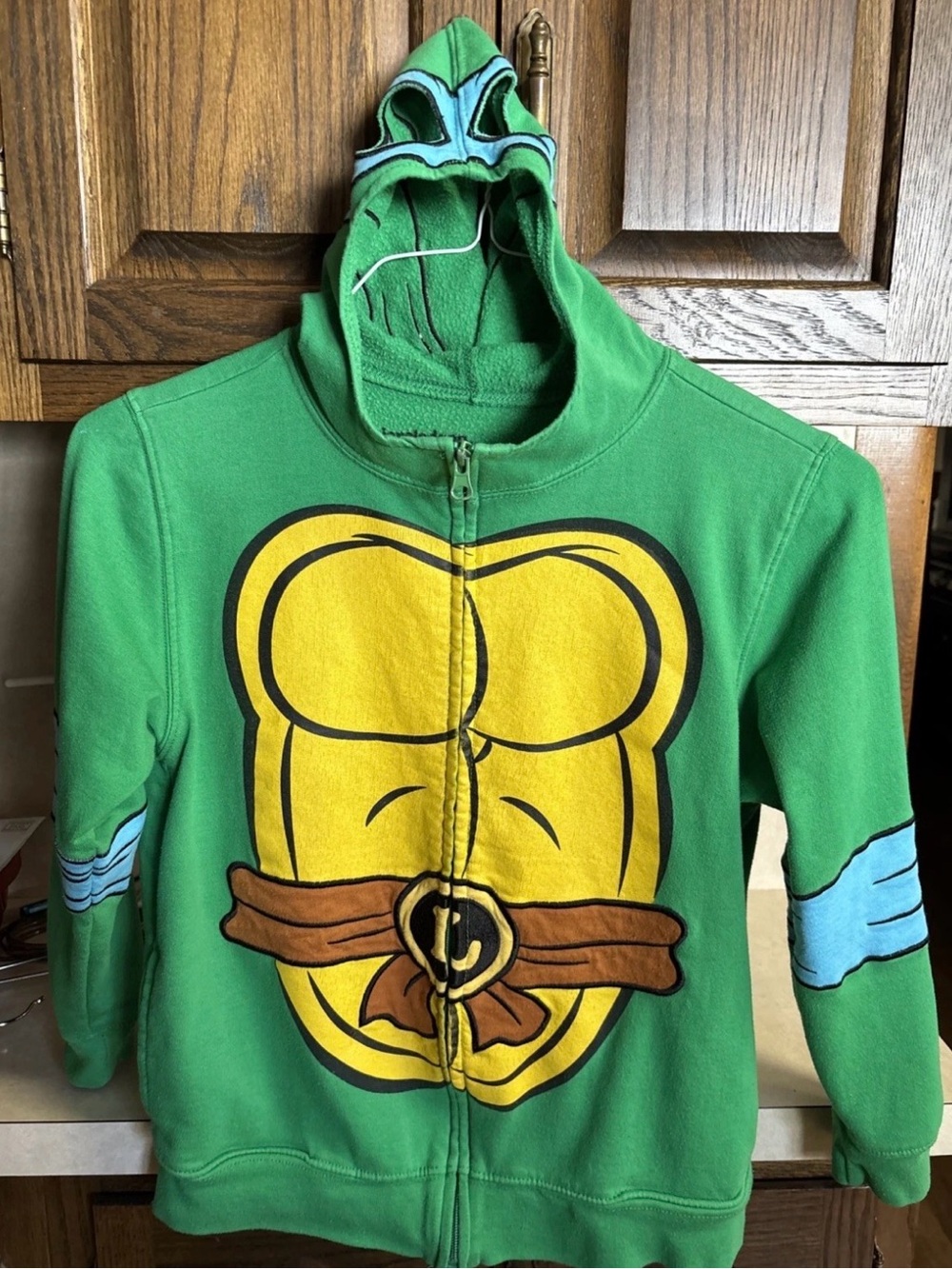 Teenage Mutant Ninja Turtles Leonardo Full Zip Hoodie With Mask Size Youth M